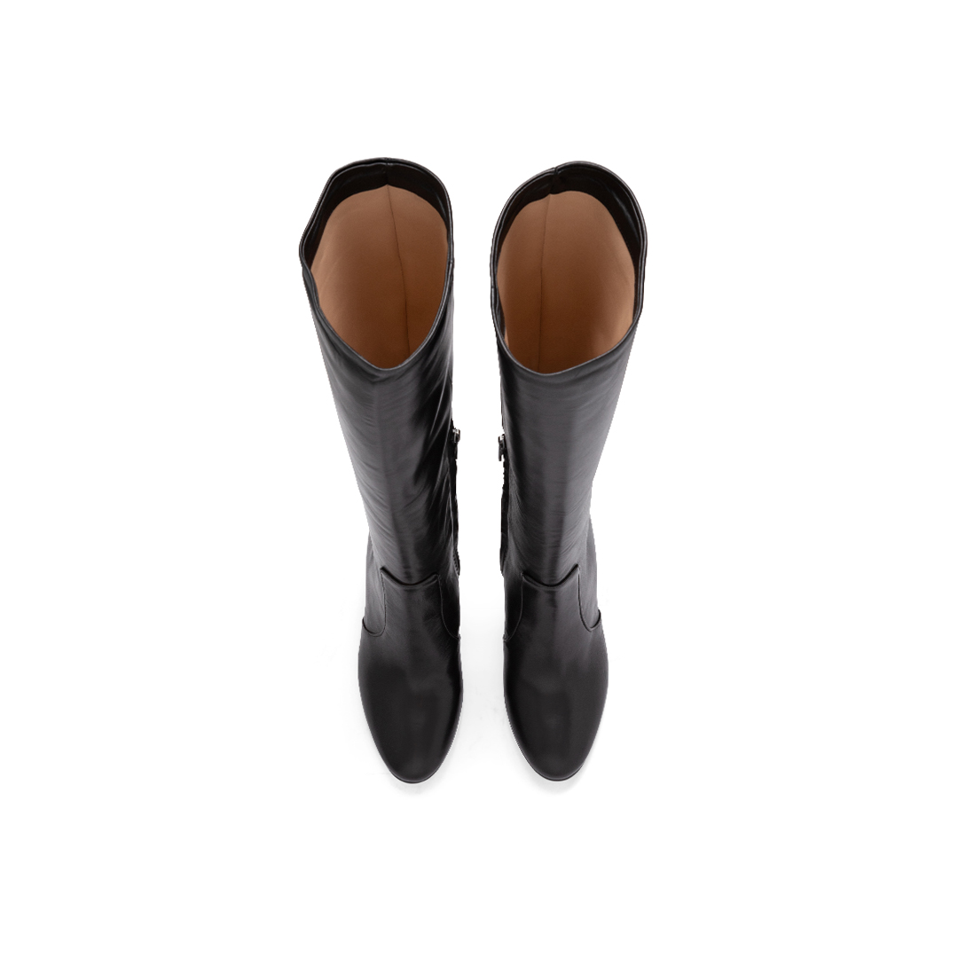 Women's Heeled Leather Boots with half side Zip - Image 4