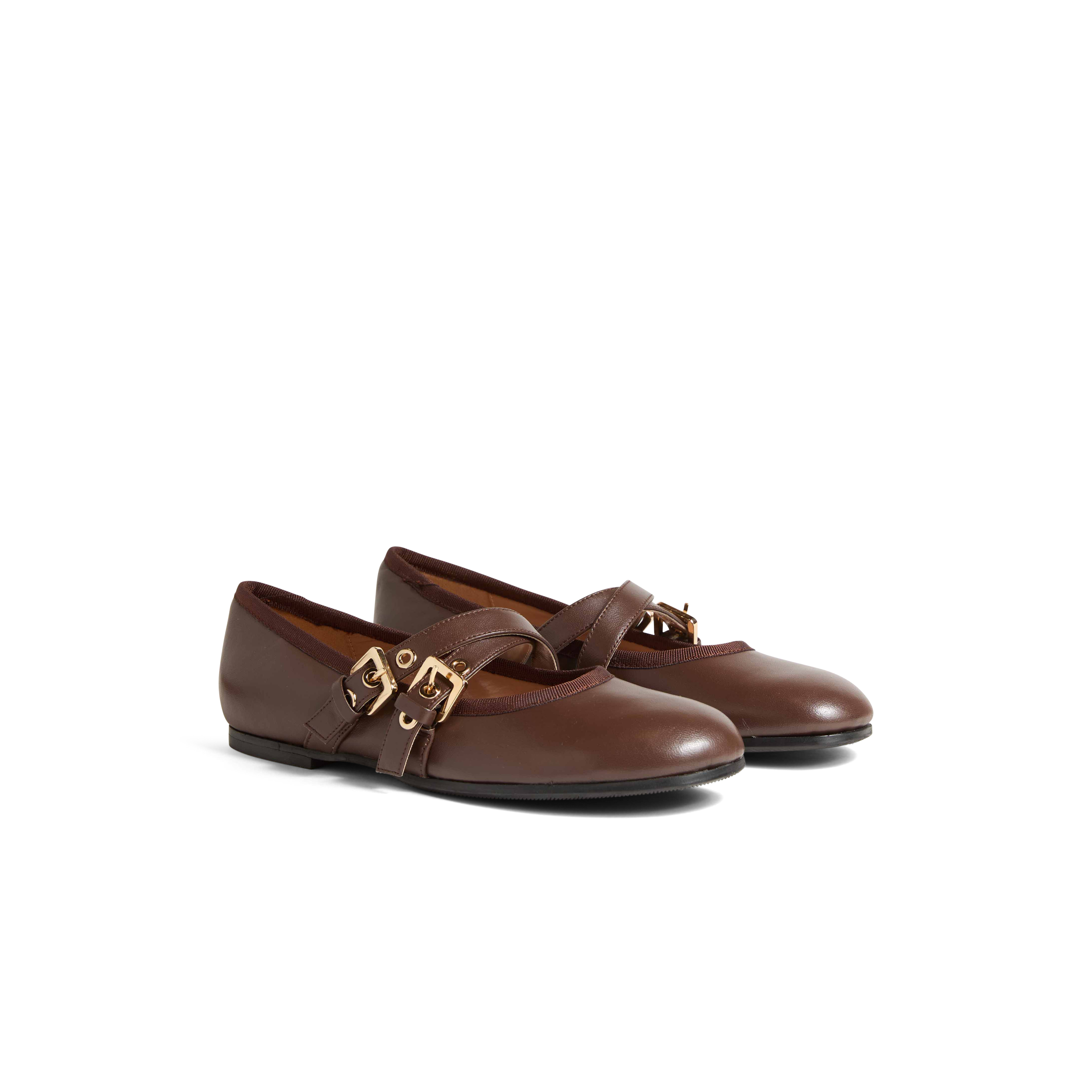 Women's Round Toe Ballet Flats with Crossed Buckles