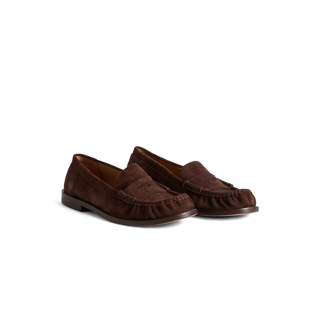 Women's Wrinkled Suede Loafers