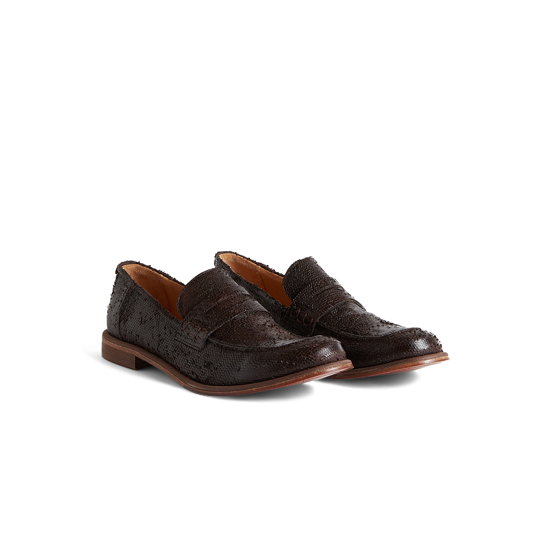Men's Penny Loafers in Textured Leather