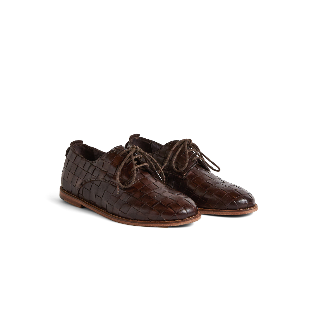 Men's Derby Lace-Ups in Woven Leather