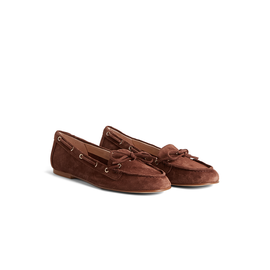 Women's Loafers in Suede with Bow