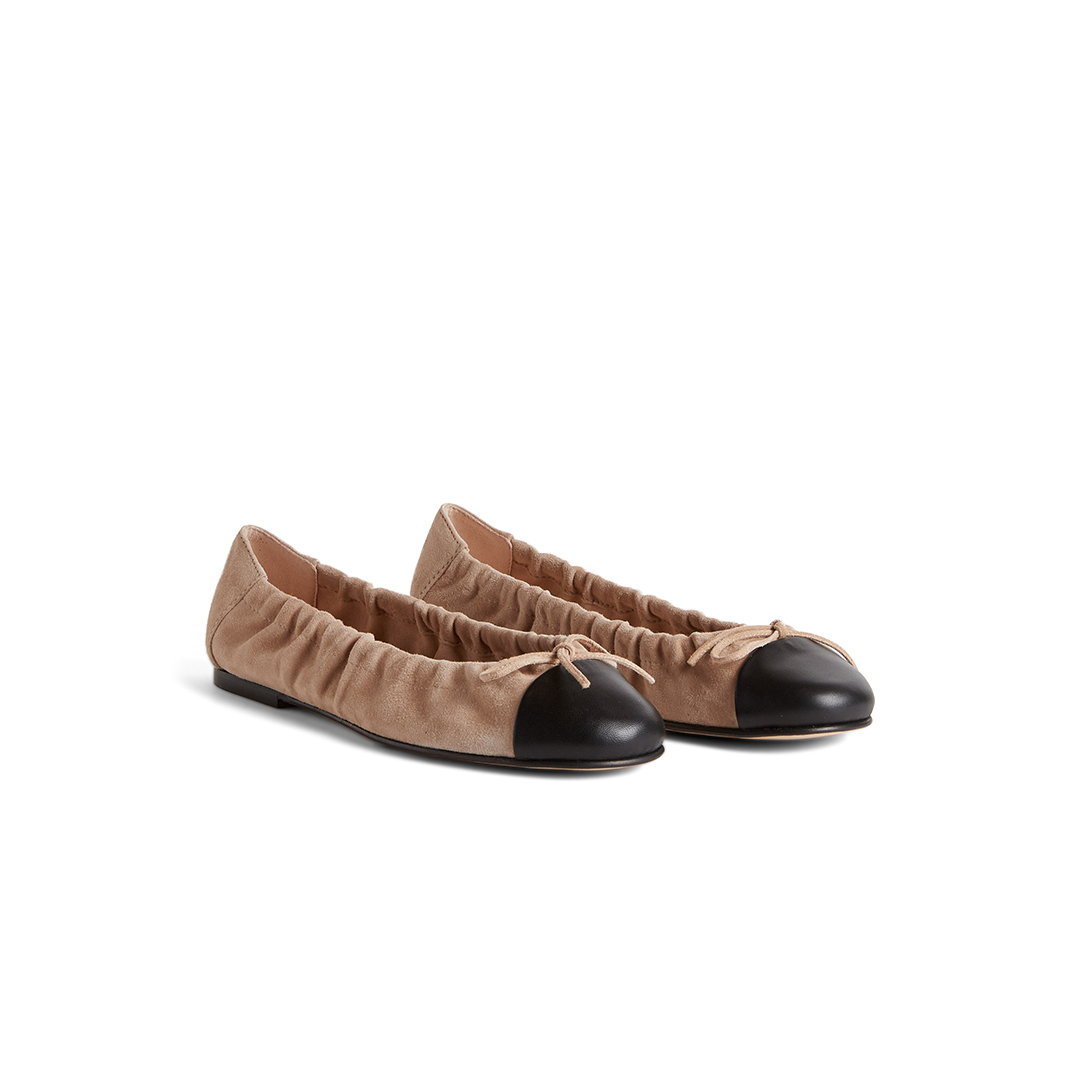Women's Suede Flats with Leather Toe