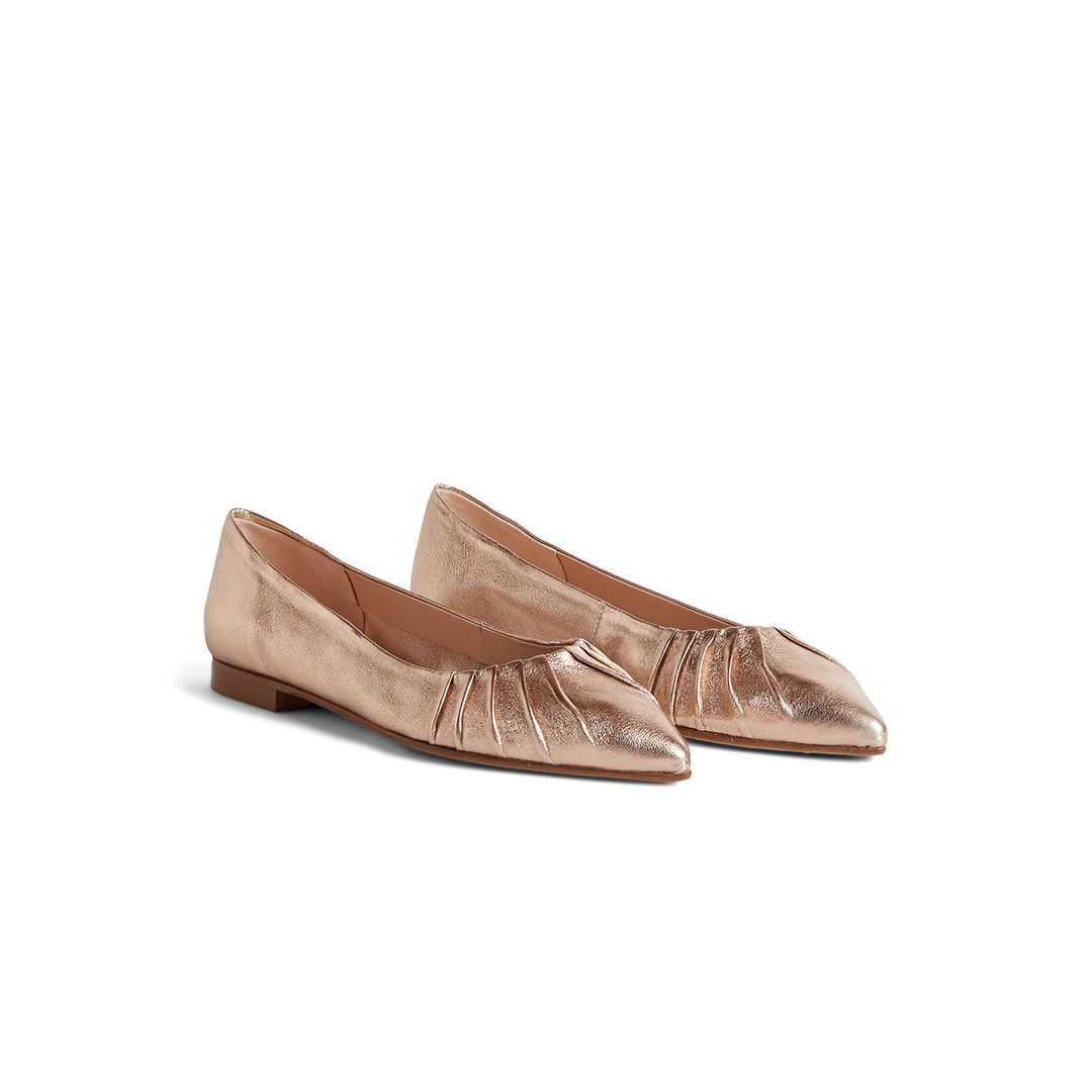 Women's Pointed Toe Wrinkled Ballet Flats