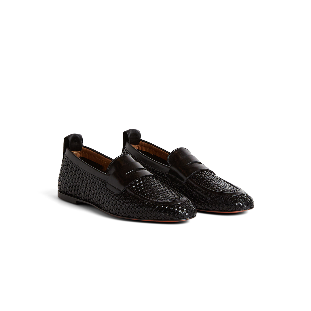 Women's Penny Loafers in Woven Leather