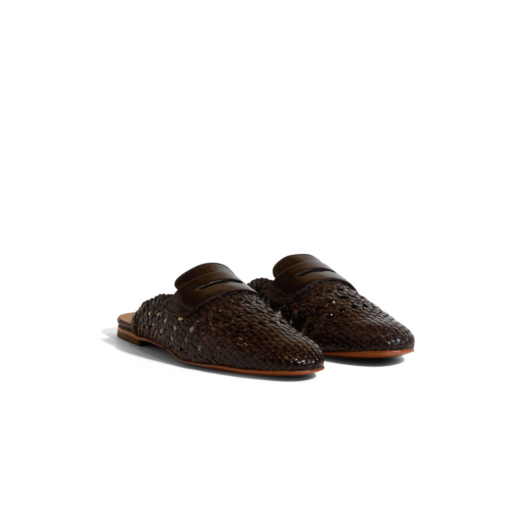 Women’s Open-Back Loafers in Woven Leather