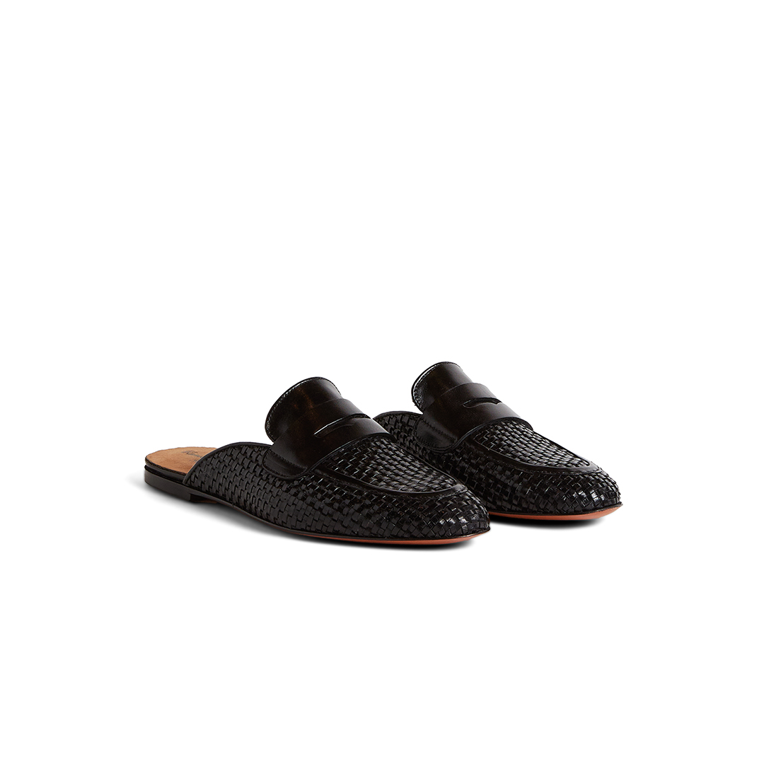 Women's Open-Back Loafers in Woven Leather