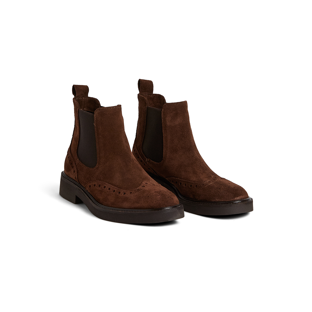 Women's Brogue Chelsea Boots in suede