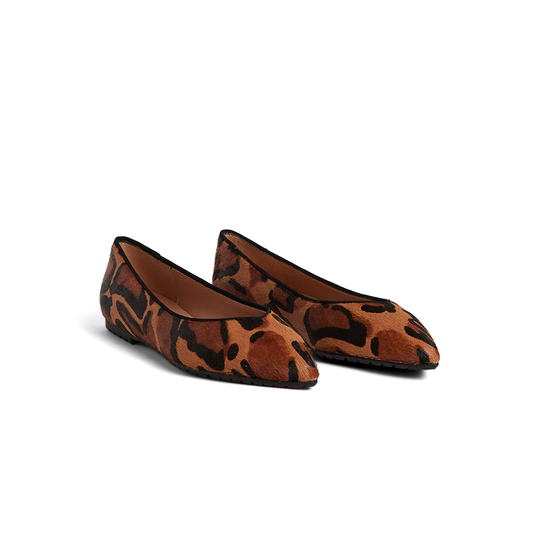 Women's Pointed Toe Ballet Flats in Ponyskin